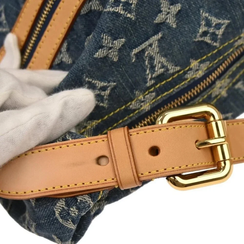 Louis Vuitton Blue Monogram Denim Baggy GM Hobo Shoulder Bag M95048 FL095 136291 - Picture 4 of 10